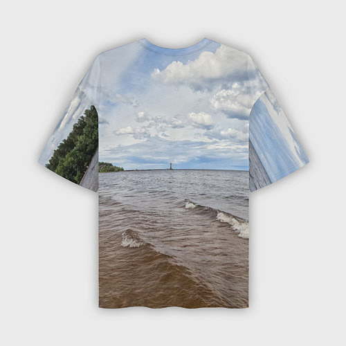 Мужская футболка оверсайз Волны на Ладожском озере / 3D-принт – фото 2