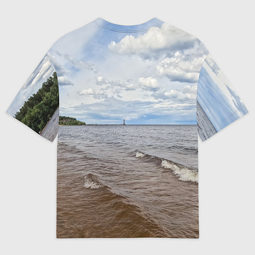 Мужская футболка оверсайз Волны на Ладожском озере / 3D-принт – фото 2