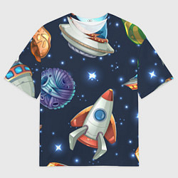 Мужская футболка оверсайз Космические корабли и планеты