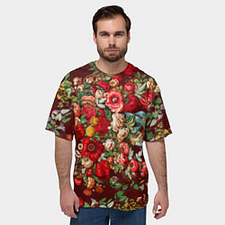 Футболка оверсайз мужская Платок цветочный узор, цвет: 3D-принт — фото 2