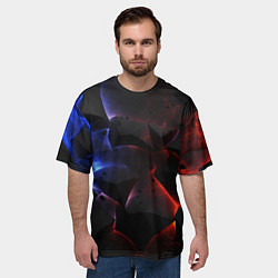 Футболка оверсайз мужская Объемные черные плиты, цвет: 3D-принт — фото 2