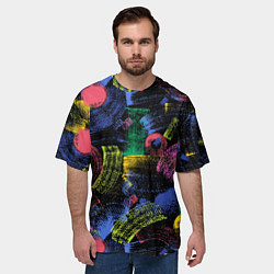 Футболка оверсайз мужская Яркие абстрактые формы с текстурой, цвет: 3D-принт — фото 2