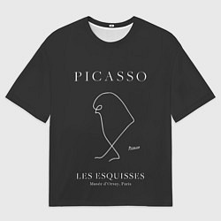 Футболка оверсайз мужская Птица на черном - Пабло Пикассо, цвет: 3D-принт
