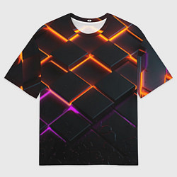Футболка оверсайз мужская Неоновые световые плиты, цвет: 3D-принт