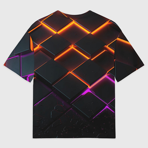 Мужская футболка оверсайз Неоновые световые плиты / 3D-принт – фото 2
