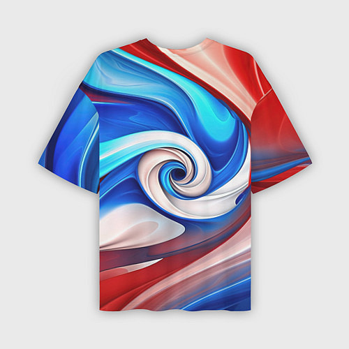 Мужская футболка оверсайз Волны в цвете флага РФ / 3D-принт – фото 2