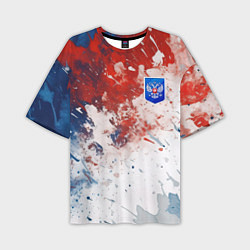 Футболка оверсайз мужская Краски и герб России, цвет: 3D-принт
