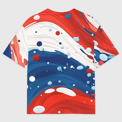 Мужская футболка оверсайз Триколор брызги краски и герб РФ / 3D-принт – фото 2