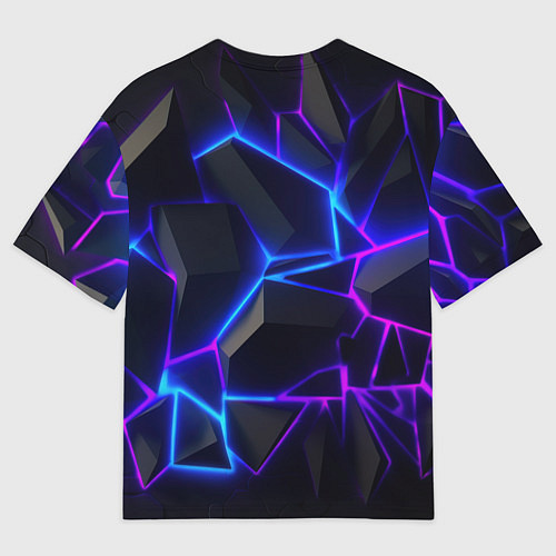 Мужская футболка оверсайз Синий и фиолетовый неон / 3D-принт – фото 2