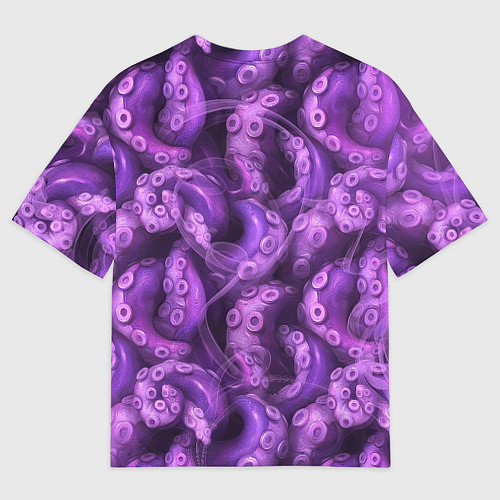 Мужская футболка оверсайз Фиолетовые щупальца и дым / 3D-принт – фото 2