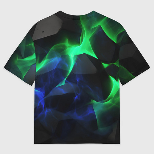 Мужская футболка оверсайз Неоновая лава из плит / 3D-принт – фото 2