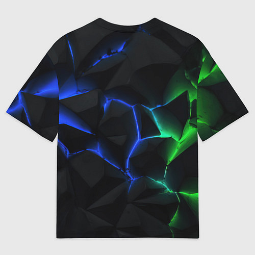 Мужская футболка оверсайз CS GO green blue neon / 3D-принт – фото 2
