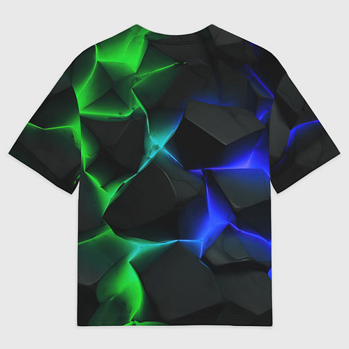 Мужская футболка оверсайз Синие и зеленые плиты / 3D-принт – фото 2