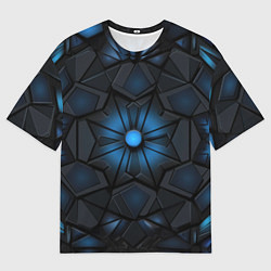 Мужская футболка оверсайз Калейдоскопные черные и синие узоры