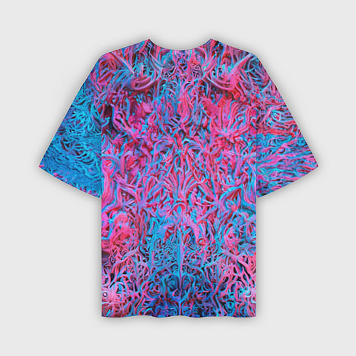 Мужская футболка оверсайз Лис из розово-голубых узоров / 3D-принт – фото 2