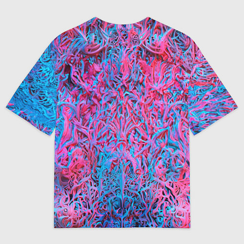 Мужская футболка оверсайз Лис из розово-голубых узоров / 3D-принт – фото 2