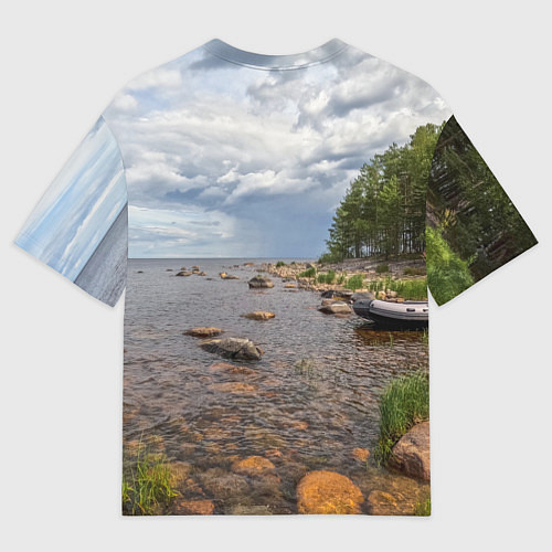 Мужская футболка оверсайз Название озер России / 3D-принт – фото 2