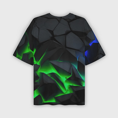 Мужская футболка оверсайз Baldurs Gate 3 black blue neon / 3D-принт – фото 2