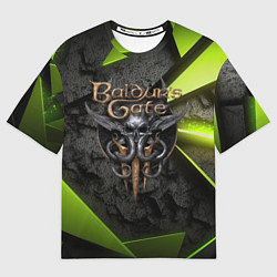 Футболка оверсайз мужская Baldurs Gate 3 logo green abstract, цвет: 3D-принт