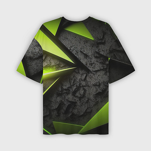 Мужская футболка оверсайз Baldurs Gate 3 logo green abstract / 3D-принт – фото 2