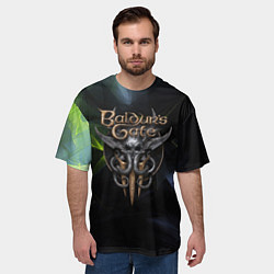 Футболка оверсайз мужская Baldurs Gate 3 logo dark green, цвет: 3D-принт — фото 2
