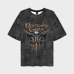 Футболка оверсайз мужская Baldurs Gate 3 logo dark black, цвет: 3D-принт