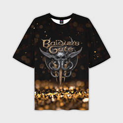 Футболка оверсайз мужская Baldurs Gate 3 logo dark gold logo, цвет: 3D-принт