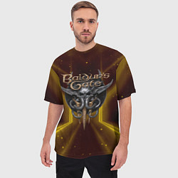 Футболка оверсайз мужская Baldurs Gate 3 logo black gold, цвет: 3D-принт — фото 2