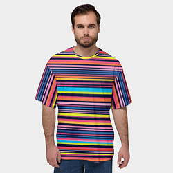 Футболка оверсайз мужская Яркие полоски, цвет: 3D-принт — фото 2