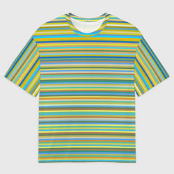 Футболка оверсайз мужская Горизонтальные разноцветные полосы, цвет: 3D-принт
