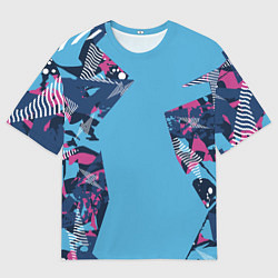 Мужская футболка оверсайз Цифровая река спортивный паттерн