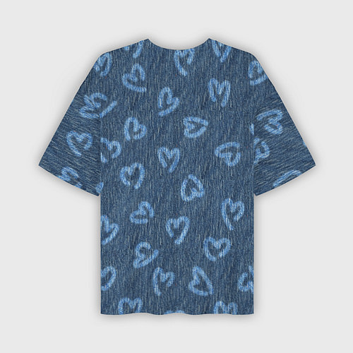 Мужская футболка оверсайз Hearts on denim / 3D-принт – фото 2