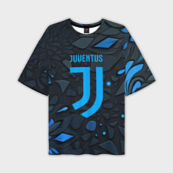 Футболка оверсайз мужская Juventus blue logo, цвет: 3D-принт