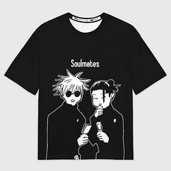 Футболка оверсайз мужская Сатору Годжо и Гетто Сугуру - Магическая битва, цвет: 3D-принт