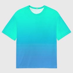 Мужская футболка оверсайз Градиент сине-зелёный светлый