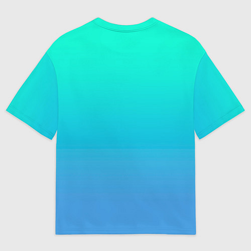 Мужская футболка оверсайз Градиент сине-зелёный светлый / 3D-принт – фото 2