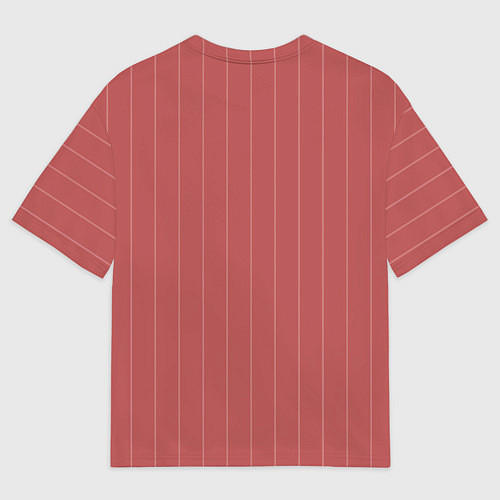 Мужская футболка оверсайз Серьёзный тёмно-коралловый полосы / 3D-принт – фото 2