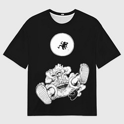 Мужская футболка оверсайз Луффи и гир 5 на луне