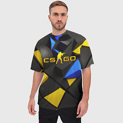 Футболка оверсайз мужская CSGO blue yellow abstract, цвет: 3D-принт — фото 2