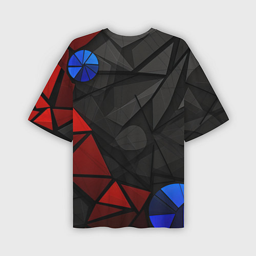 Мужская футболка оверсайз Black blue red elements / 3D-принт – фото 2