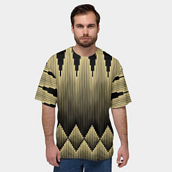 Футболка оверсайз мужская Золотые ромбы на черном, цвет: 3D-принт — фото 2