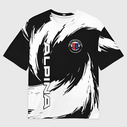 Мужская футболка оверсайз Alpina - белые завихрения