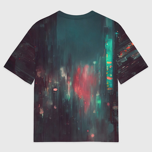 Мужская футболка оверсайз Кибернетический лис / 3D-принт – фото 2