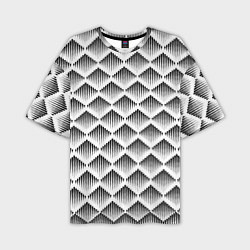 Мужская футболка оверсайз Ромбы из черных треугольников