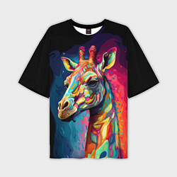 Мужская футболка оверсайз Психоделический жираф