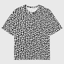 Футболка оверсайз мужская Черный геометрический паттерн, цвет: 3D-принт