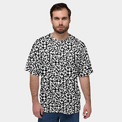 Футболка оверсайз мужская Черный геометрический паттерн, цвет: 3D-принт — фото 2