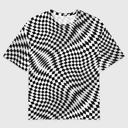 Мужская футболка оверсайз Черно-белая шахматная иллюзия
