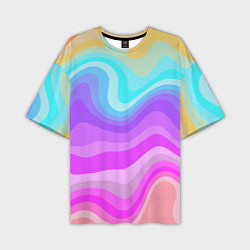Мужская футболка оверсайз Неоновая разноцветная волна