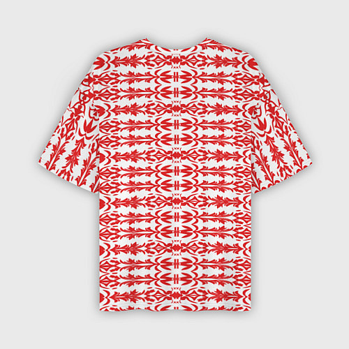 Мужская футболка оверсайз Красно-белый батик / 3D-принт – фото 2